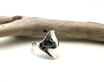 Dimpled Dome Sterling Silver Ring, Abstract Modern Design