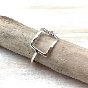 Open Square Silver Ring / Square Silver Ring / Geometric Ring / Square Band / Mod Midcentury / Sterling Silver 925 / Sizes 6, 7, 8, 9