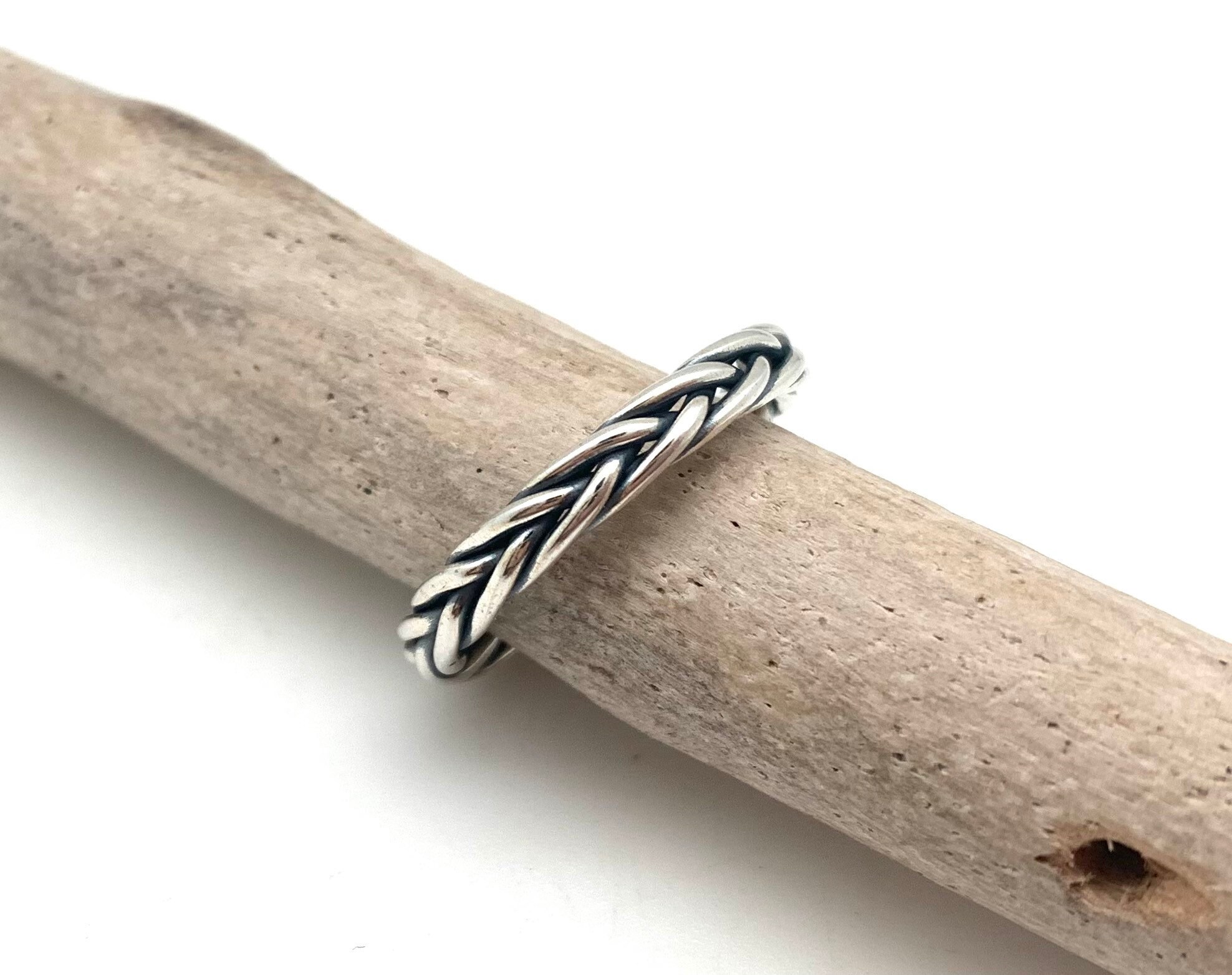 Sterling Silver Braided Rope Ring - Simple Unisex Band - Etsy