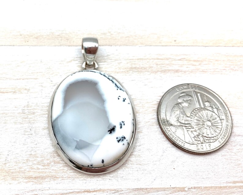 Dendritic Opal Silver Pendant Dendrite Opal Silver Pendant Oval Dendrite Opal Smooth Dendrite Picture Dendrite Agate Dendrite 925