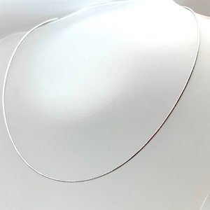 Thin Glittery Silver Wire Choker / 1.2mm Minimalist Silver Rhodium Plated Choker / 16&quot;, 18&quot; Omega / Skinny Silver Wire Necklace / 925 Silver