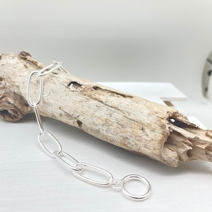 Paper Clip Link Bracelet - 925 Sterling Silver - 8 Inches - Toggle Clasp