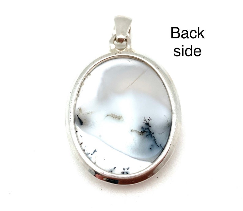 Dendritic Opal Silver Pendant Dendrite Opal Silver Pendant Oval Dendrite Opal Smooth Dendrite Picture Dendrite Agate Dendrite 925
