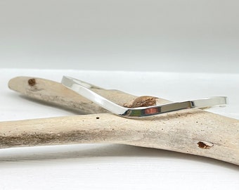 V Silver Cuff, 925 Sterling, 7 inch, Minimalist Bracelet