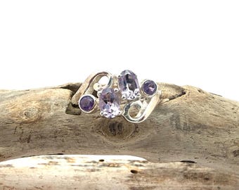 Amethyst Multi Stone Leaf Ring // 925 Stering // February Birthstone // Gift for her // Marquee Natural Stone
