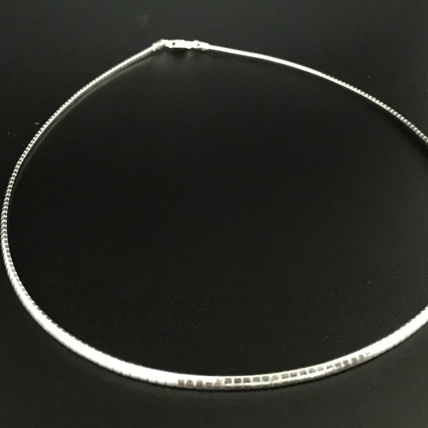 18" Omega Choker Necklace // 925 Sterling Silver // 3mm // Lobster Clasp // Made In Italy