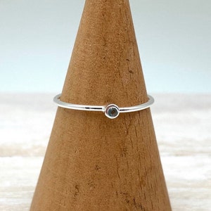Blue Topaz Silver Ring / Dainty Blue Topaz Silver Band / Skinny Silver Ring / Stackable Blue Topaz Ring / Size 5, 6, 7, 8, 9, / 925