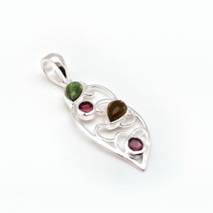 Multi Stone Tourmaline Pendant // Tourmaline Pendant // Colorful Tourmaline Silver Pendant // 925 Sterling Silver
