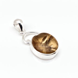 Yellow Citrine Pendant // Non Facetted Citrine Pendant // Silver Citrine Pendant // Sterling Silver