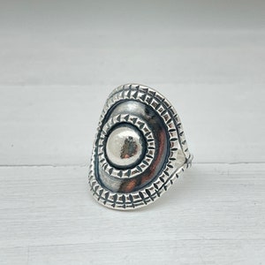 Tribal Statement Ring size 6-11, Sterling Silver, Ethnic Silver Statement Ring, Adjustable 2 sizes up or down