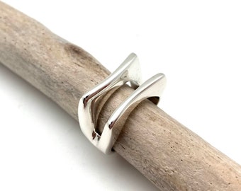 Modern Geometric Silver Ring 6, 7, 8, 9 / Modern Statement / Unisex Ring / 925 Sterling Silver