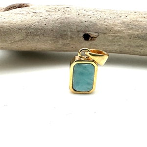 Larimar Gold Pendant 10mm / Small Larimar Gold Pendant / Blue Ocean Larimar / Marble Larimar Pendant / Gold plated 925 Silver