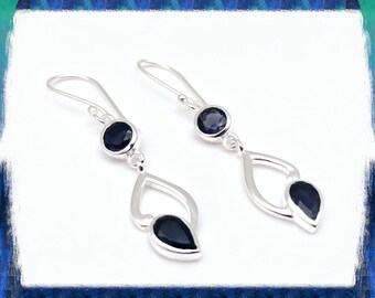 Dangle Iolite Earrings – Sterling Silver Purple Gemstone Jewelry