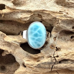 Larimar Simple Ring / Minimalist Statement / 925 Sterling / Everyday / Tropical Gift / Size 6-12