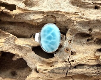 Larimar Simple Ring / Minimalist Statement / 925 Sterling / Everyday / Tropical Gift / Size 6-12