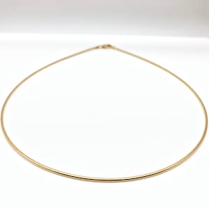 Gold Thin Round Omega Wire Choker 1.25mm // Gold Plated Over 925 Sterling Silver // 16, 18, 20 Inch // Gold wire choker