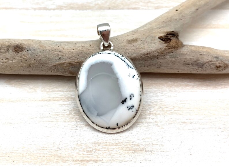 Dendritic Opal Silver Pendant Dendrite Opal Silver Pendant Oval Dendrite Opal Smooth Dendrite Picture Dendrite Agate Dendrite 925