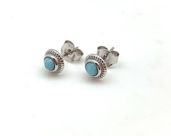 Små Larimar örhängen i sterlingsilver, 6 mm stift