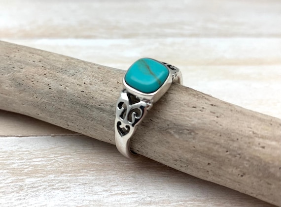 Princess Cut Turquoise Ring – Turnback Pony ™