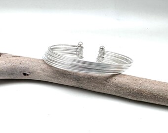 Sterling Silber Multi-Band Manschette Armband - delikate Wire Design