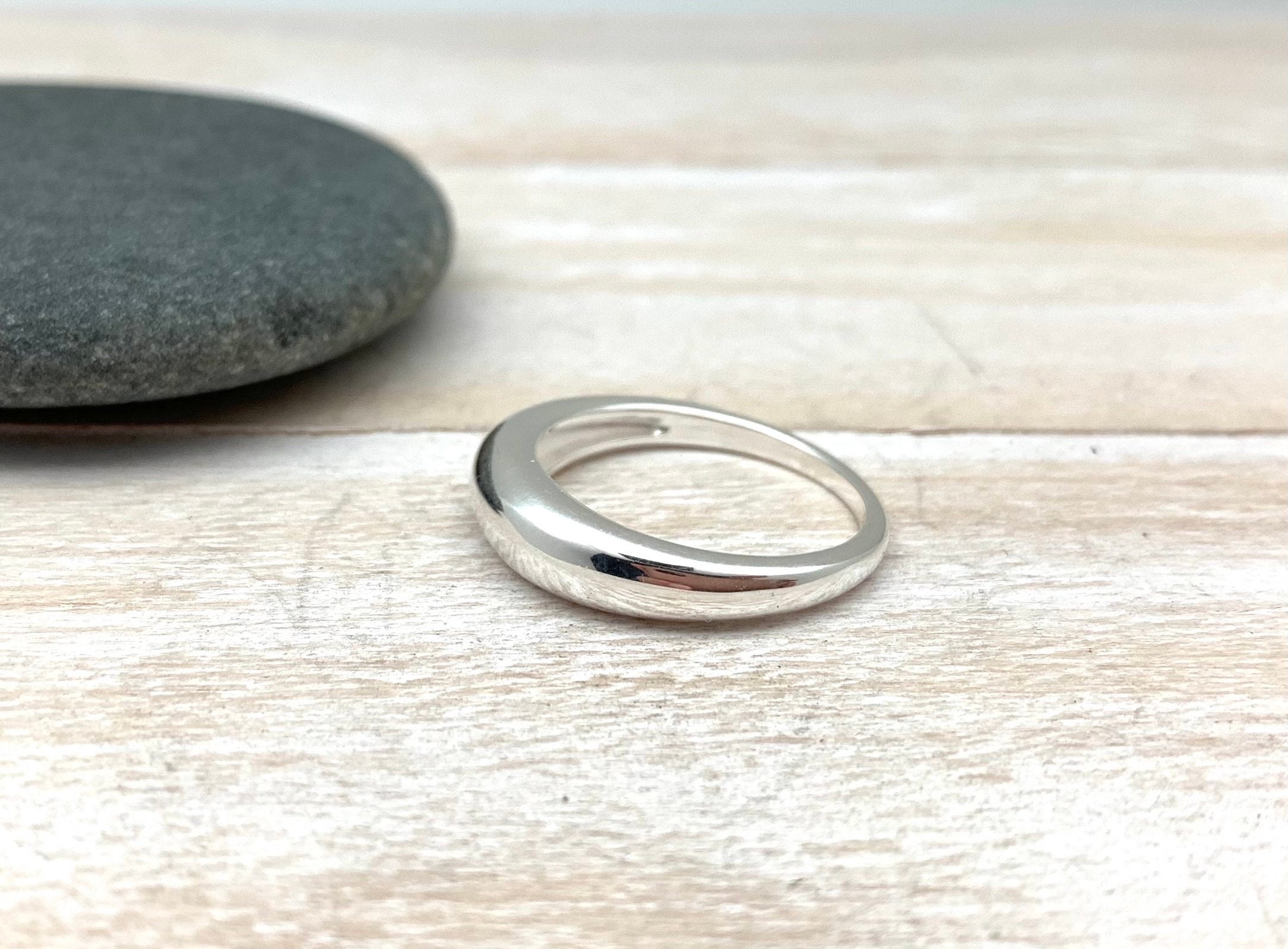 Dome Silver Ring / Dome Convex Silver Band / Minimalist Medium | Etsy