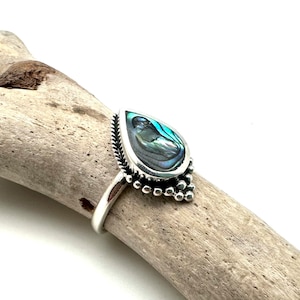 Abalone Kleiner Ring 5-10 - Abalone Tropfen Ring - Abalone Mandala Ring 925er Silber