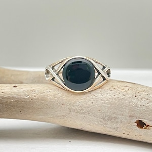 Black Onyx Celtic Eternity Ring, 925 Sterling Silver, Black Onyx Ring , Sizes 5-10