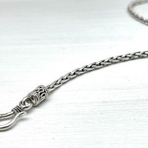 Bali Silver Bracelet / Wheat Silver Bracelet / 2.5mm Barrel and Hook Bali Bracelet 7&quot;, 7.5&quot;, 8&quot; /  925 Silver