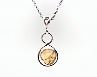 Faceted Citrine Pendant, 925 Sterling Silver, 2 inch