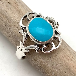 Vintage Turquoise  Ring 5-10 / Turquoise Ring / 925 Sterling Silver
