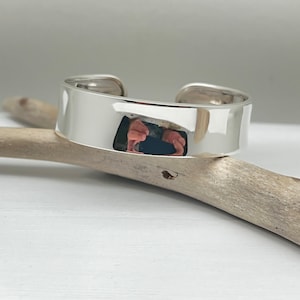Minimalist Concave Silver Cuff Bracelet , Concave Silver Bangle, 925 Sterling Silver