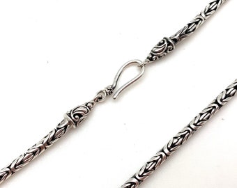 with Cone and Hook Clasp 16, 18, 20, 24, 30 Sterling Silver Bali 3mm Round Byzantine Chain with Cone and Hook Clasp 16, 18, 20, 24, 30 Sterling Silver Bali 3mm Round Byzantine Chain