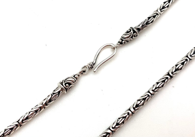 Oxidized Sterling Silver Byzantine Bali Chain, 3mm - Etsy