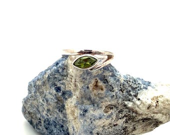 Peridot Marquee Ring // 925 Sterling // August Birthstone // East West // Natural Peridot // Light Green