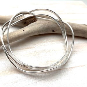 Silver Trinity Bangle 70mm / Set of Three Bangle / Medium