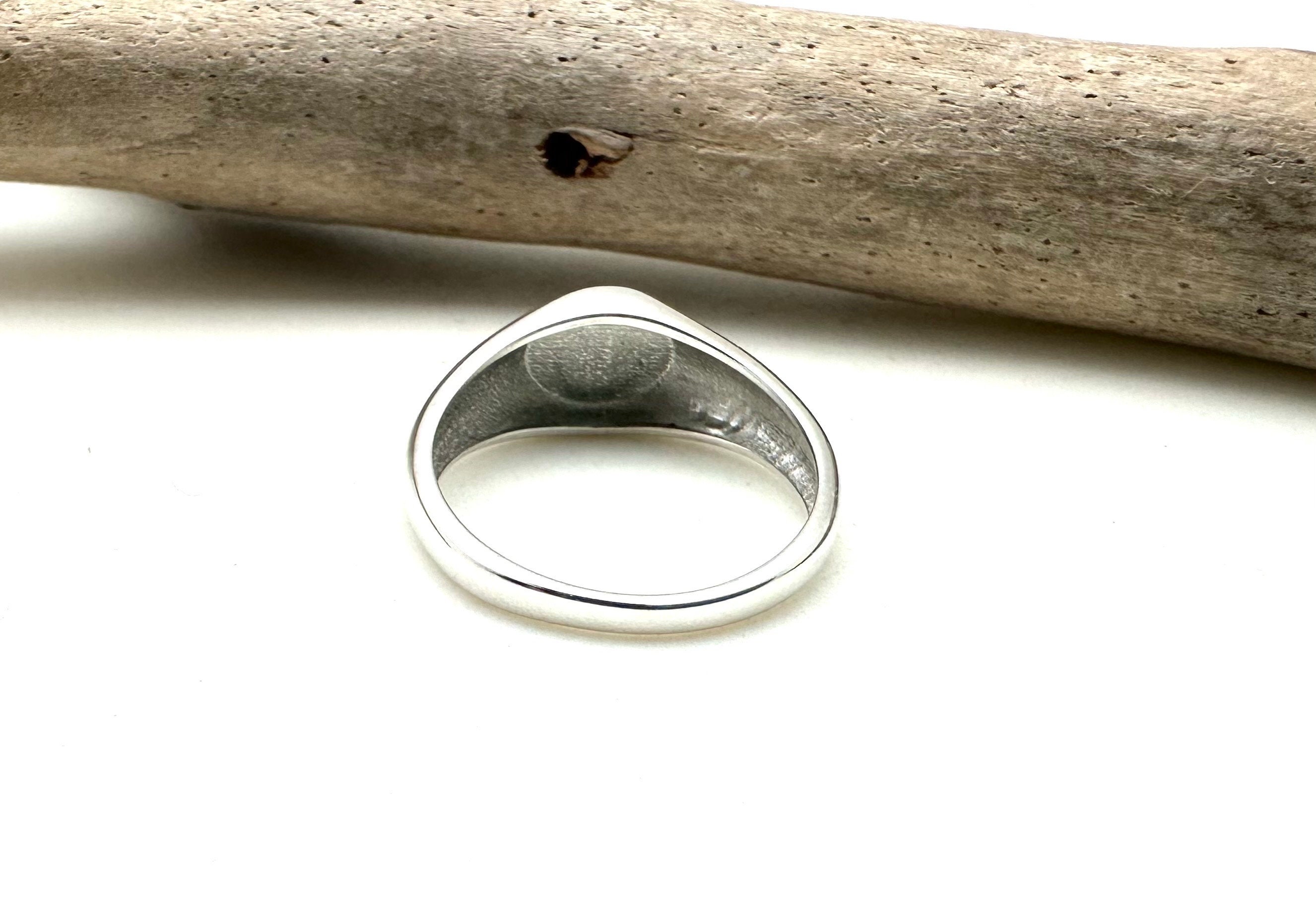 Silver Oval Signet Ring, Minimalist, East West, His Her, 925