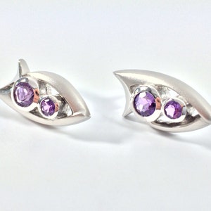 Amethyst Silver Earrings // 925 Sterling Silver // Platinum (Rhodium) Finish