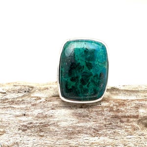 Chrysocolla Malachite Ring Size 7- Blue Green Chrysocolla Silver Ring - Chrysocolla Stone Ring - 925 Sterling Silver - Malachite Ring