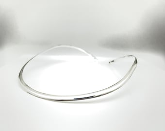 17 inch afgeronde platte zilveren choker // 925 sterlingzilver