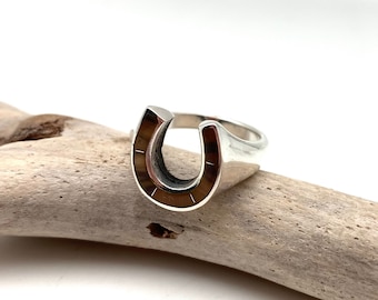 Tiger’s Eye Horse Shoe Ring 7-12 // 925 Sterling Silver // Good Luck // Natural Tiger’s Eye Silver Ring // U Shape Tiger Eye Ring 14mm