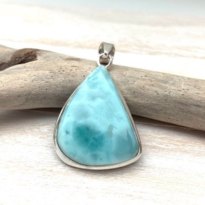 Larimar Silver Pendant / Silver Teardrop Larimar Pendant / Simple Larimar Pendant / Natural Blue Larimar Pendant / 925 Sterling Silver