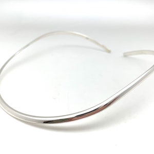 Rounded Flat 4mm Silver Choker 16&quot;, 18&quot; / 4mm Silver Oval Choker / Silver Contoured Choker / Open Back Necklace / Minimalist / 925 Sterling