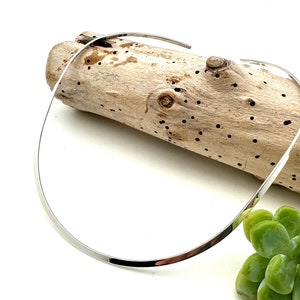 Silver Choker 17 inch / 3.5mm Silver Contoured to Fit Choker / Open Back Flat Choker for Pendants / Minimalist Necklace / 925 Sterling