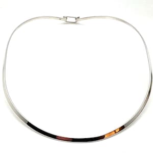 Flat 4mm Silver Choker 16 inch / 4mm Silver Oval Choker with Clasp / Contoured Choker /  Flat 16 inch Choker with Hook / 925 Sterling