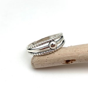 Silver Multi Band Bead Ring / Rope Ring / Men and Women Ring / Bali Bead Band 6mm / size 4-10 / Sterling Silver