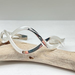 Eternity Silver Cuff Bracelet, 925 Sterling Silver, Designed for 7 inch Wrist