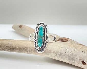 Celestial Turquoise Ring / Moon and Stars Turquoise Ring / Celestial Silver Ring / 925 Sterling Silver / Sizes 5 to 12