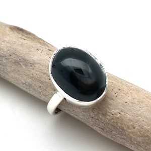 Black Star Diopside Ring 8 // Black Sapphire Ring // 925 Sterling Silver