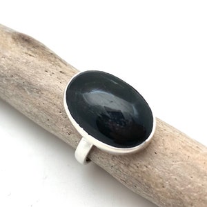 Black Star Diopside Ring 7 // Black Sapphire Ring // 925 Sterling Silver