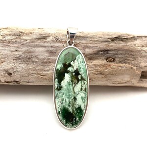 Chrome Chalcedony Pendant / Green Chalcedony Pendant 50mm / 925 Sterling